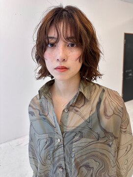 レコ 渋谷(LECO) ミニボブニュアンスパーマシースルーバングフェイスレイヤー