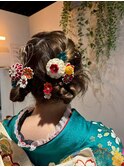 ゆるふわツイン団子アップヘア和装卒業式結婚式成人式