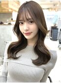 20代30代40代◎前髪パーマ韓国風巻きくすみベージュお団子ヘア