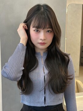 オムニス 表参道(Omnis) 大人可愛い韓国ヘアロングレイヤーカット艶髪オリーブグレージュ