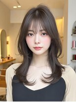 ケシキ 表参道 原宿(kesiki.)&nbsp;ミディアムレイヤー顔周りカットハッシュカットワンホンレイヤー