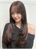ラベンダーグレージュ 顔周り レイヤーカット 髪質改善 ロング