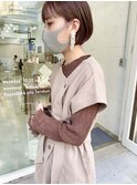 耳かけ ボブ ショートボブ レッドブラウン