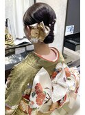シニヨン×リボンパールアレンジ