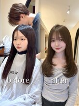 アルティーナ(altina)&nbsp;ビフォーアフター/艶髪/透明感/ブラウンアッシュ/レイヤーカット