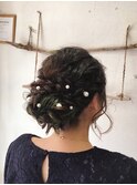 結婚式お呼ばれ編込みシニヨン