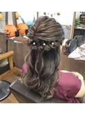 【パーティーヘアセット】編み込みハーフアップアレンジ