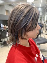 テトヘアー(teto hair) シルバーグレー、ウルフカット、ネイビーカラー