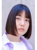 まとまる切りっぱなしボブカット/10代20代30代/顎ラインボブ