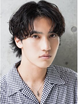 アルファ 新宿(alpha) サーフカール/ 刈り上げセンターパート/ブルーブラック[新宿駅]