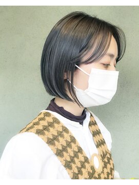 ボンド 三軒茶屋(Bond) ハイライト　アッシュブルー　前下がりボブ【三軒茶屋】