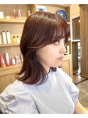 【ラボヌールヘアー・佐野】チェリーレッド×流れる顔まわり♪