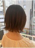 切りっぱなしボブ×アッシュベージュ×ツヤ感