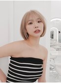 ボブヘア/レイヤーカット/ウェットヘア/オリーブベージュ/表参道