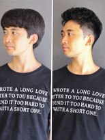 ポルテオムプレス(PORTE HOMME PRES)&nbsp;ビフォーアフター刈り上げアップバングミックスパーマ