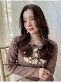 ヘーゼルブラウンカラー韓国ロング美髪ヘア