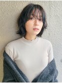フェイスレイヤーくせ毛風パーマくびれ外ハネボブ/マッシュボブ