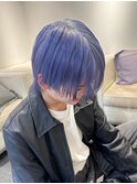 6609韓国ブルーカラーブリーチデザインフェザーショートバンク