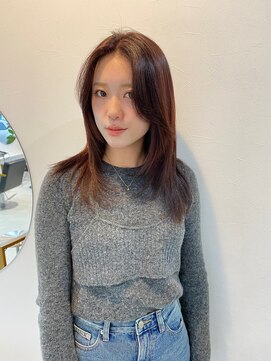 エンリッチヘア(enrich hair) レイヤーカット　レッドブラウン　ミディアムヘア