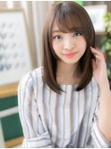 黒髪暗髪ナチュラルカラー斜めバングセミディh4上尾20代30代40代