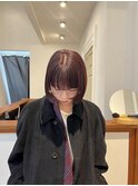 顔周りレイヤーボブ/ラベンダーピンク/簡単スタイリング
