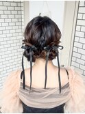 ツインヘア お団子 リボン 参列ヘア イベントヘア ライブヘア