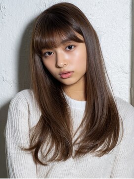 リンク(Link Hair&Spa) 重めバング/ナチュラルワンカール/ココアブラウン/髪質改善