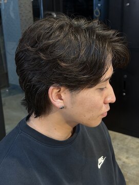 ルーメン 各務原(ROOO MEN) メンズセンターパートマッシュウルフフェザーパーマ