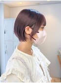 ◯ショートボブ×ピンクベージュ
