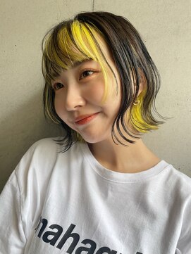 グーフィートーキョー 銀座(Goofy Tokyo) Goofy東京/フェイスフレーミング/イエロー/インナーカラー/銀座2