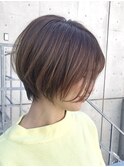 大人丸みショート/レイヤーカット/前髪あり