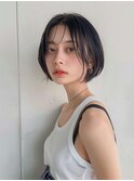 黒髪/ボブルフ/ネビージュ/韓国/ワンレン/仙台/髪質改善/前髪