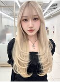 顔まわりレイヤーカット姫カットレイヤーオリーブベージュ吉祥寺