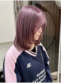 ラベンダーピンク/ブリーチ/ミディアムセミロング/10代20代