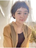 小顔マッシュショートグレージュカラーパーマ20代渋谷原宿神宮前