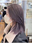 ラベンダーグレージュ/顔まわりカット/ケアブリーチ/銀座
