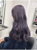 11455黒髪グレーアッシュ韓国風巻き姫カットレイヤーワンカール