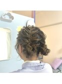 編み込みツインお団子