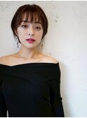 大人ガーリー◎ショートボブ前髪ありマロンベージュ◎フェミニン