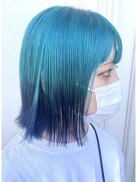 シャルティア 岩国(SHALLTIA) ハイトーン/個性的/派手髪/寒色系/スカイブルー/切りっぱなし