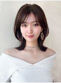 暗髪も出せるこなれ感!フェイスレイヤー×ナチュラルセミロング