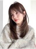 ロング前髪カット韓国ヘア顔周りレイヤー_F41246