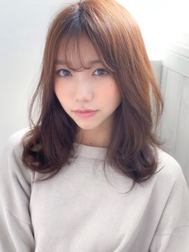 アグ ヘアー デン 新潟江南区店(Agu hair den) 《Agu hair》シースルーバング色っぽふんわりセミディ