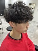メンズマッシュツーブロックスパイラルパーマニュアンスパーマ