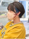 ショートボブイヤリングカラーボブインナーカラー