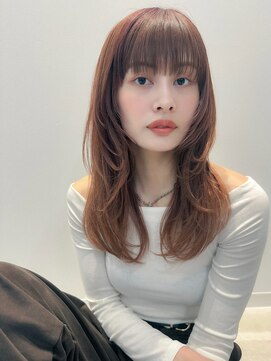 ソピ バイ インビテーション(sopi by invitation) オレンジカラー ぱっつん前髪 ハイレイヤー ナチュラルヘア