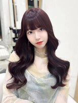 ダークチェリーレッド前髪あり20代30代
