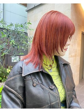 クプラ(Qpula) 顔周りレイヤー　コーラルオレンジ　ブリーチなしダブルカラー