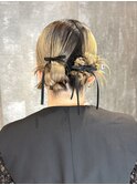 ヘアセット 結婚式ヘア お呼ばれヘア タイトヘア カチモリ 