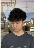 シャドウパーマツイストスパイラルマッシュツーブロック刈り上げ
